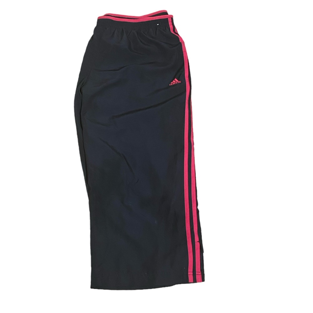 ADIDAS Black Pink Stripe Poly Athletic Capri Wind Pants XL